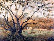 Friedrich Hagedorn Vista da fazenda de Correias oil painting on canvas